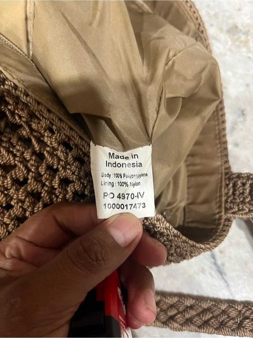 Lina Handcrafted Crochet Knit Shoulder Bag Tote - Taupe Brown Bronze